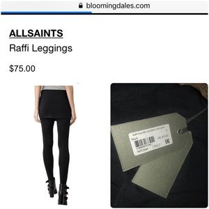 NWT ALLSAINTS Black Small Raffi Ruched Leggings